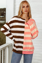 Stripe Colorblock Drop Shoulder Pullover Sweatshirt /Stuffology Boutique-Top-fashionworks-Stuffology - Where Vintage Meets Modern, A Boutique for Real Women in Crosbyton, TX