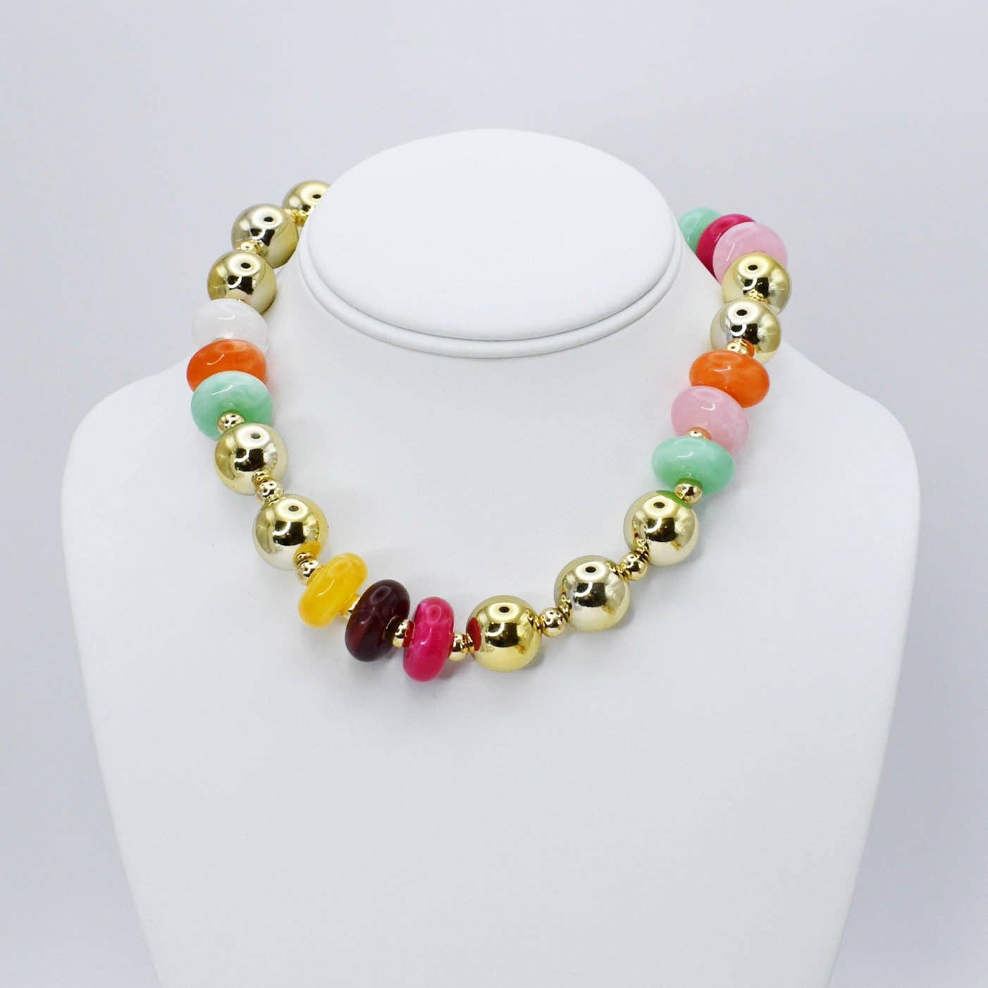 Gold Gem Pop Necklace-Necklaces-Treasure Jewels Inc.-Stuffology - Where Vintage Meets Modern, A Boutique for Real Women in Crosbyton, TX