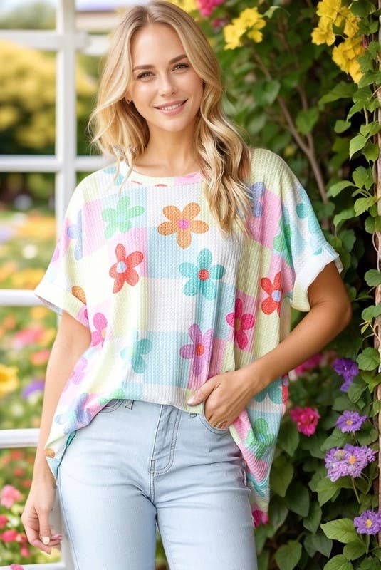 SHORT SLEEVE FLORAL PRINT TOP-Oversized Top-HEIMISH-Stuffology - Where Vintage Meets Modern, A Boutique for Real Women in Crosbyton, TX