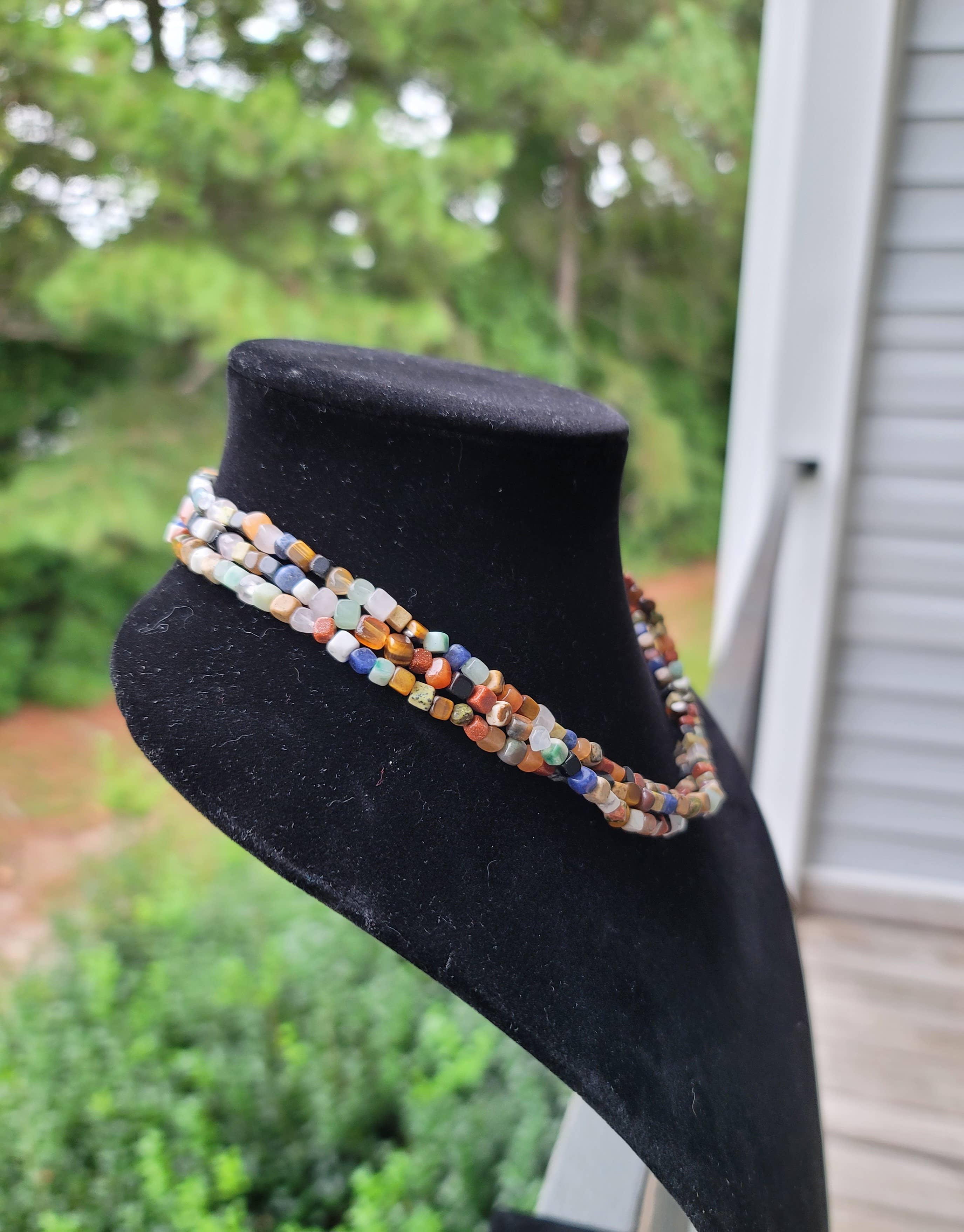 Natural gemstones 3 strand choker Native Southwest handmade-Horse Spirit Studio-Stuffology - Where Vintage Meets Modern, A Boutique for Real Women in Crosbyton, TX