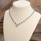 Clear Crystal Bezel Pendant Dot Chain Neckline Necklace-Necklaces-PennyLine inc-Stuffology - Where Vintage Meets Modern, A Boutique for Real Women in Crosbyton, TX
