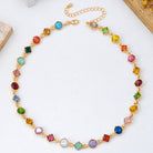 Multicolored Mixed-Shape Crystal Station Necklace | 80N93256-Necklaces-JOSSLYN by wall to wall-Stuffology - Where Vintage Meets Modern, A Boutique for Real Women in Crosbyton, TX