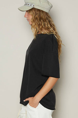 POL Clothing Vintage Washed Round Neck Short Sleeve Basic Solid Top / Tee-TOP-Pol Clothing-Stuffology - Where Vintage Meets Modern, A Boutique for Real Women in Crosbyton, TX