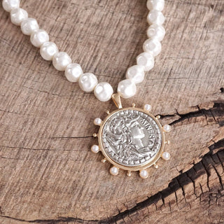 Boho Coin and Pearl Statement Necklace – Gold and Silver Tone-necklace-PennyLine inc-Stuffology - Where Vintage Meets Modern, A Boutique for Real Women in Crosbyton, TX