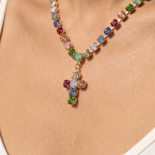 Rhinestone Cup Chain Necklace With Cross Pendant-Anarchy Street-Stuffology - Where Vintage Meets Modern, A Boutique for Real Women in Crosbyton, TX