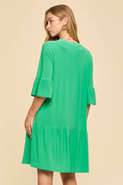 Shirred Tiered Relaxed 3/4 Sleeve Dress-Dresses-Dear Scarlett-Stuffology - Where Vintage Meets Modern, A Boutique for Real Women in Crosbyton, TX
