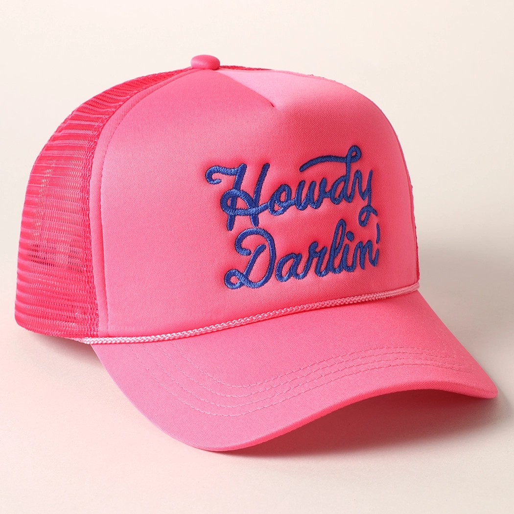 Howdy Darlin' Embroidered Mesh Back Trucker Cap | Stuffology Boutique-Hats-Fashion City-Stuffology - Where Vintage Meets Modern, A Boutique for Real Women in Crosbyton, TX