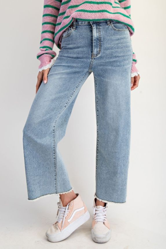 Easel Vintage Denim Wide-Leg Jeans-Jeans-Easel-Stuffology - Where Vintage Meets Modern, A Boutique for Real Women in Crosbyton, TX