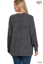 BRUSHED MELANGE DROP SHOULDER OVERSIZED SWEATER /STUFFOLOGY BOUTIQUE-Sweaters-Stuffology Boutique-Stuffology - Where Vintage Meets Modern, A Boutique for Real Women in Crosbyton, TX