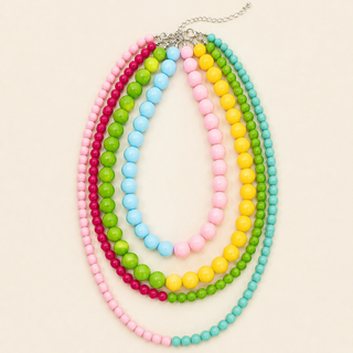 Multi Resin Beaded layered Necklaces | 40NK9756-Necklaces-JOSSLYN by wall to wall-Stuffology - Where Vintage Meets Modern, A Boutique for Real Women in Crosbyton, TX