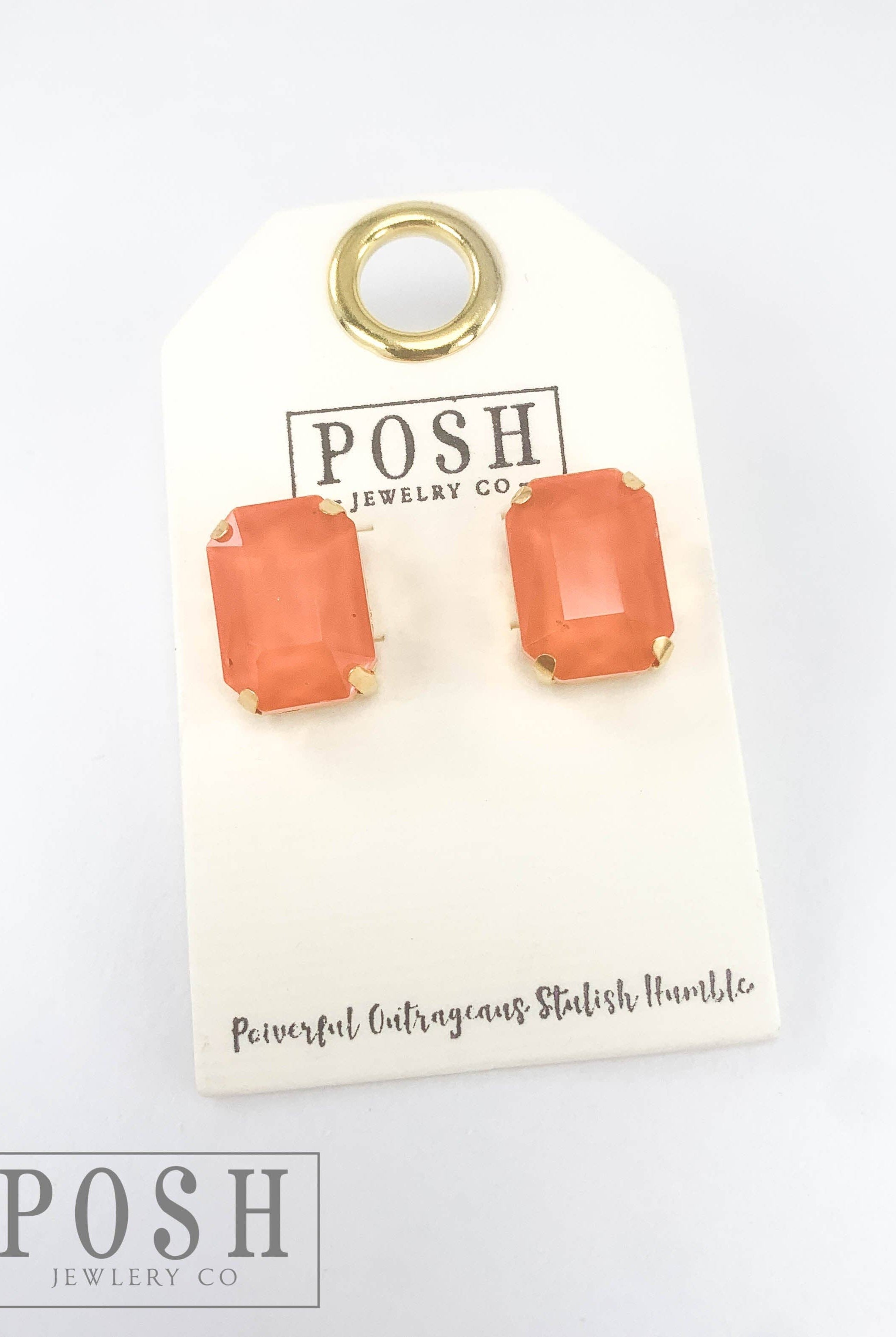 Rectangle rhinestone earrings | Stuffology Boutique-Earrings-Pink Panache Brands-Stuffology - Where Vintage Meets Modern, A Boutique for Real Women in Crosbyton, TX