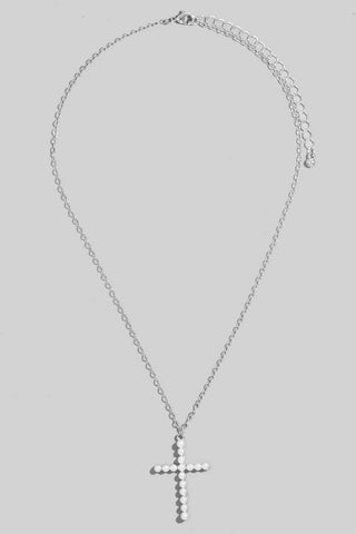 Pearl Cross Pendant Necklace-Necklaces-The Looks by Fame Accessories-Stuffology - Where Vintage Meets Modern, A Boutique for Real Women in Crosbyton, TX