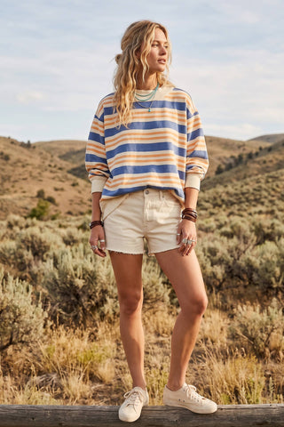 Oversized Terry Striped Sweatshirt-SWEATSHIRT-Sewn and Seen-Stuffology - Where Vintage Meets Modern, A Boutique for Real Women in Crosbyton, TX