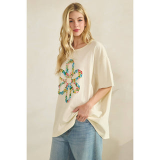 WILDFLOWER BLOOM PATCH TEE-Tees-Sage + Fig-Stuffology - Where Vintage Meets Modern, A Boutique for Real Women in Crosbyton, TX