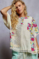 POL Clothing Round Neck Short Sleeve Floral Knit Rib Top-Loose Fit Top-Pol Clothing-Stuffology - Where Vintage Meets Modern, A Boutique for Real Women in Crosbyton, TX