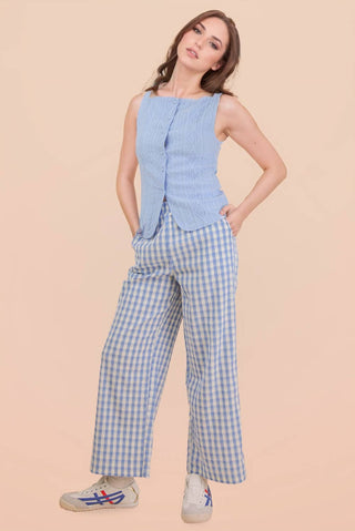 Elastic Waist Checkered Casual Pants-Pants-VERY J-Stuffology - Where Vintage Meets Modern, A Boutique for Real Women in Crosbyton, TX