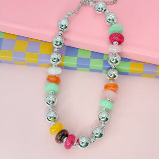 Gem Pop Silver Necklace-Necklaces-Treasure Jewels Inc.-Stuffology - Where Vintage Meets Modern, A Boutique for Real Women in Crosbyton, TX