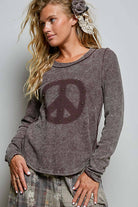 Studded Peace Sign Long Sleeve Thermal Top-Tops-Pol Clothing-Stuffology - Where Vintage Meets Modern, A Boutique for Real Women in Crosbyton, TX