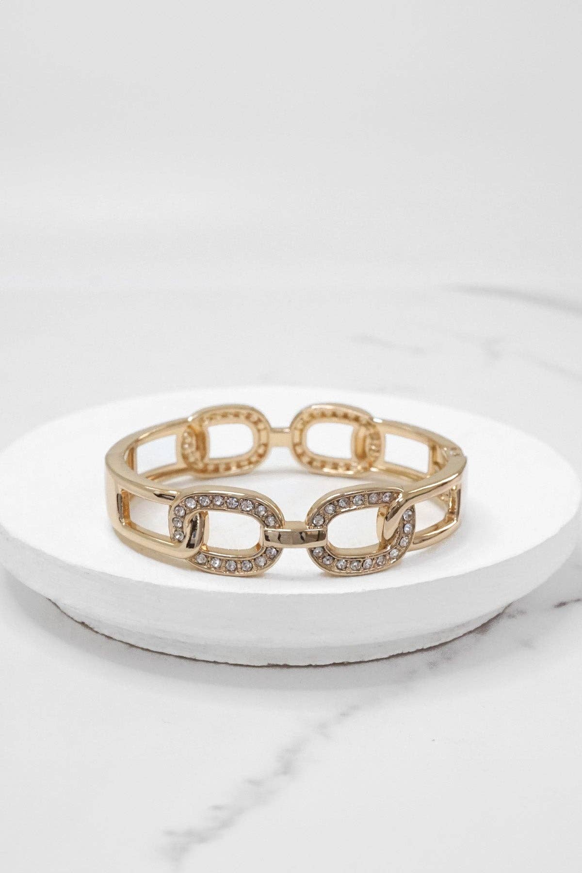 Sparkly Bangles hinge stretch links Gold tone Crystals-Bracelets-PennyLine inc-Stuffology - Where Vintage Meets Modern, A Boutique for Real Women in Crosbyton, TX