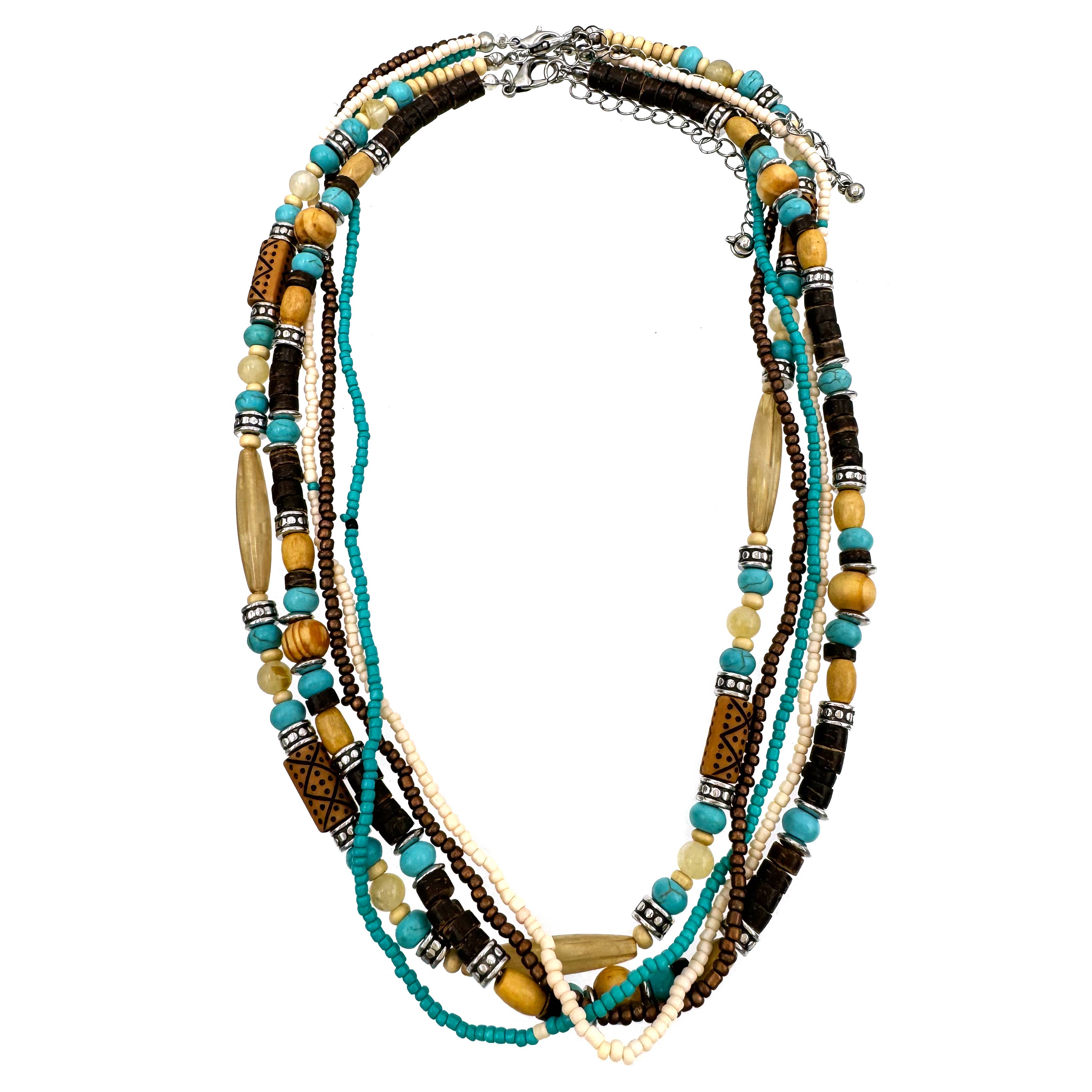 Five Strand Southwestern Beaded Necklace-Necklaces-Lunar Deer-Stuffology - Where Vintage Meets Modern, A Boutique for Real Women in Crosbyton, TX