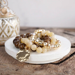 Gilded Sorbet Stack – Set of 3 Stretchy Beaded Summer Bracelets-Bracelets-PennyLine inc-Stuffology - Where Vintage Meets Modern, A Boutique for Real Women in Crosbyton, TX