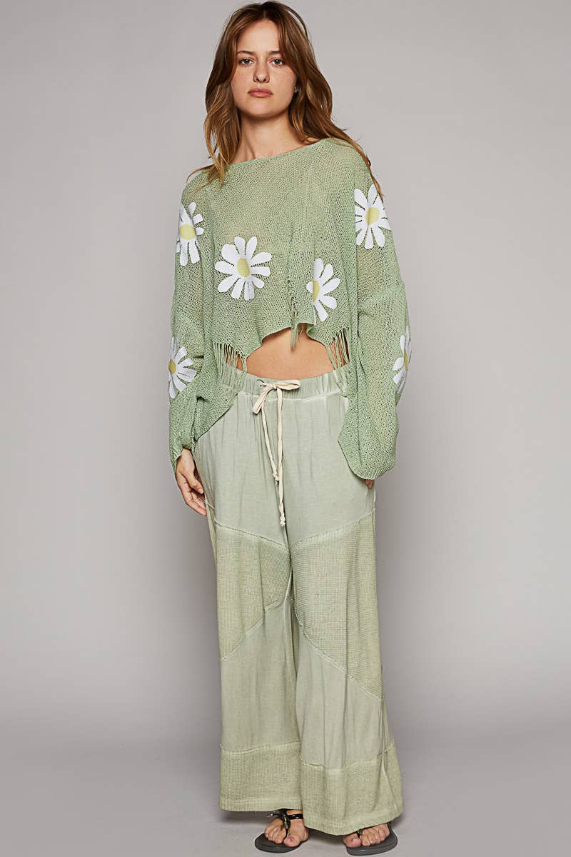 Contrast Ribbed Elastic Waist Casual Knit Culottes Pants-Pants-Pol Clothing-Stuffology - Where Vintage Meets Modern, A Boutique for Real Women in Crosbyton, TX