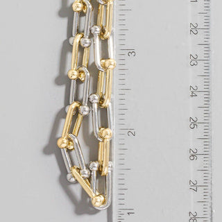Two Tone U Chain Link Necklace-Necklaces-The Looks by Fame Accessories-Stuffology - Where Vintage Meets Modern, A Boutique for Real Women in Crosbyton, TX