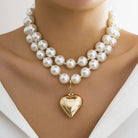 LUSTROUS PEARL BEADED LAYERED HEART NECKLACE | 40NK9456-JOSSLYN by wall to wall-Stuffology - Where Vintage Meets Modern, A Boutique for Real Women in Crosbyton, TX