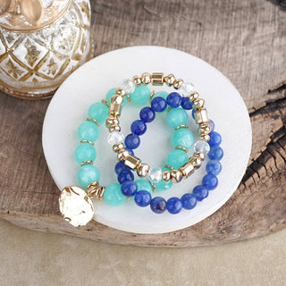 Gilded Sorbet Stack – Set of 3 Stretchy Beaded Summer Bracelets-Bracelets-PennyLine inc-Stuffology - Where Vintage Meets Modern, A Boutique for Real Women in Crosbyton, TX