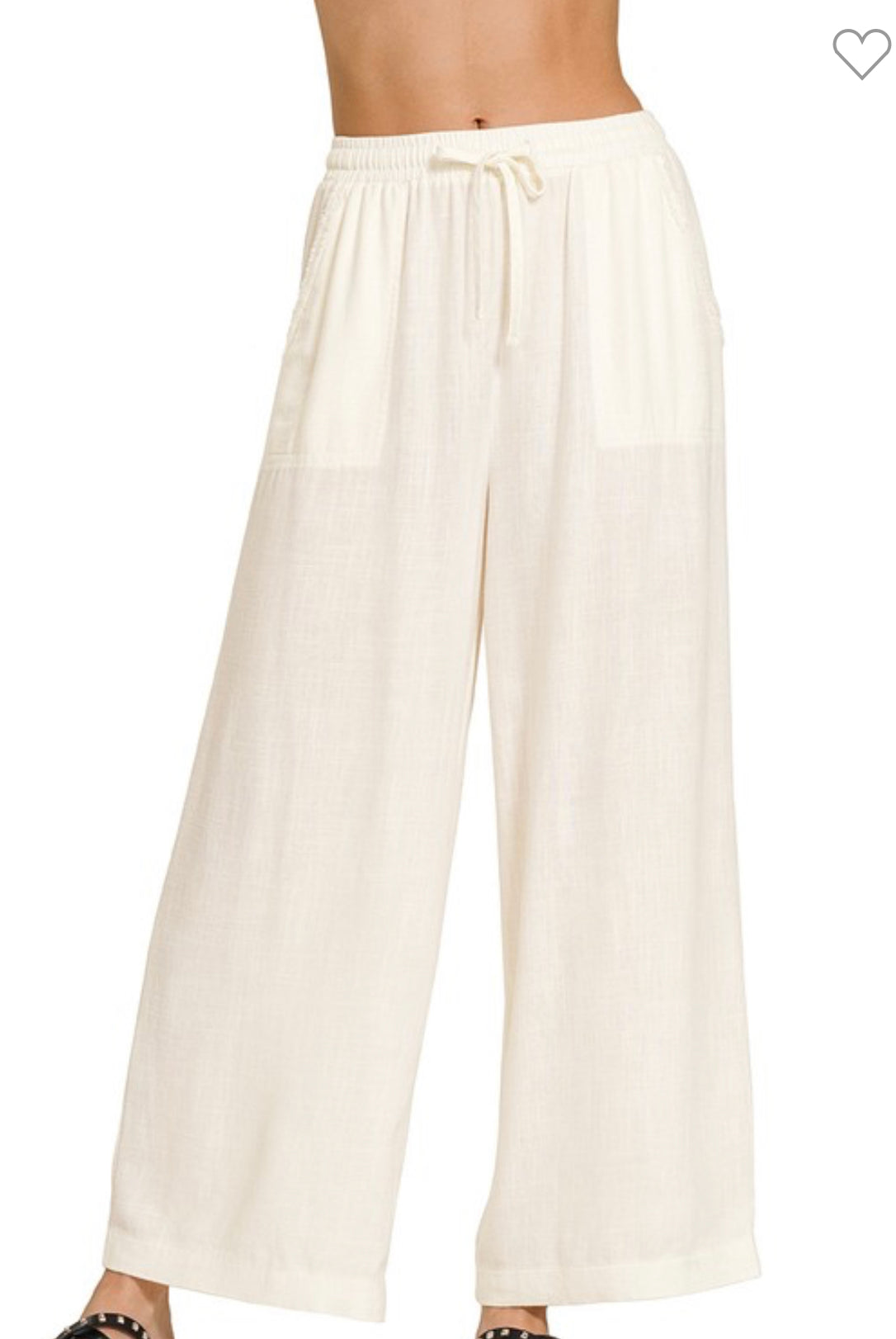 Ivory Wide Leg Linen Blend Pants-Pants-Zenana-Stuffology - Where Vintage Meets Modern, A Boutique for Real Women in Crosbyton, TX
