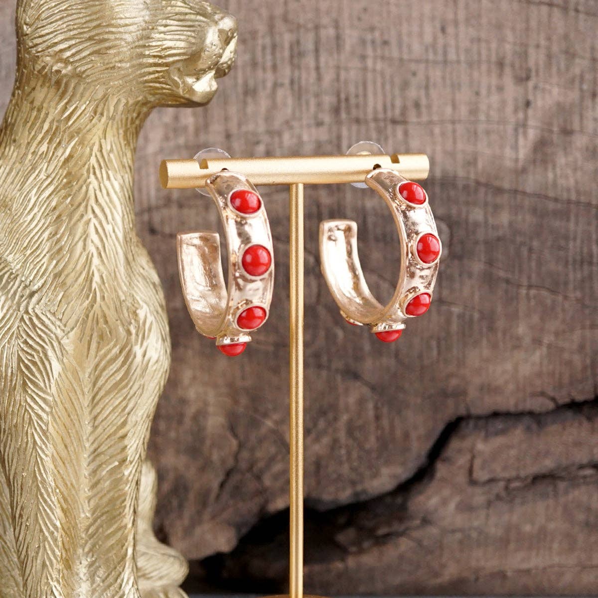 Jeweled Bubble Hoop Earrings – Colorful Acrylic Cabochons-PennyLine inc-Stuffology - Where Vintage Meets Modern, A Boutique for Real Women in Crosbyton, TX