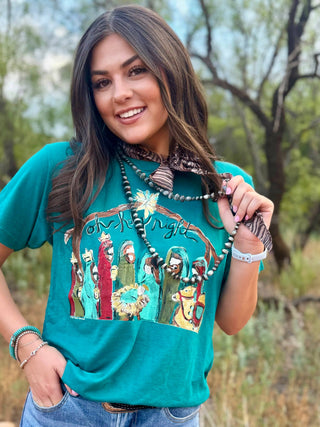 Callie's Oh Holy Night Nativity Tee-Women > Tops > Tshirts > Graphic-Texas True Threads-Stuffology - Where Vintage Meets Modern, A Boutique for Real Women in Crosbyton, TX