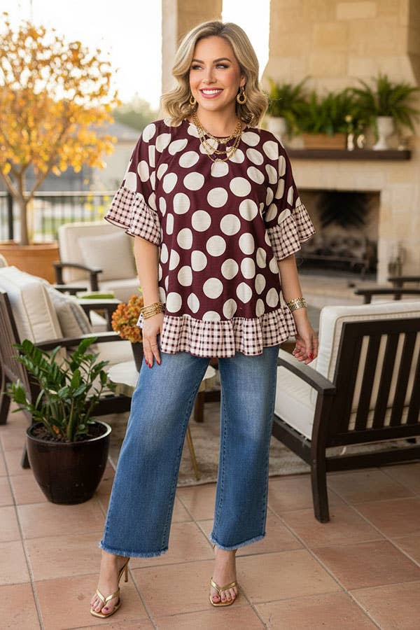 Trendy floral short sleeve women's boutique top GJQ17422-Blouse-luluclothes-Stuffology - Where Vintage Meets Modern, A Boutique for Real Women in Crosbyton, TX