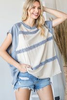 Mineral Washed Oversized Lace Top / Stuffology Boutique-Tops-Oli&Hali-Stuffology - Where Vintage Meets Modern, A Boutique for Real Women in Crosbyton, TX