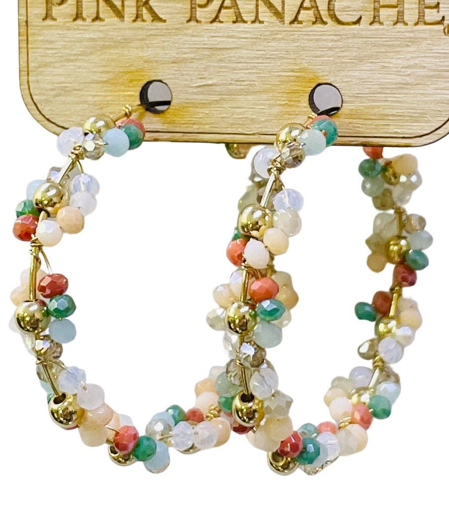 Bead wrapped hoop earring-Earrings-Pink Panache Brands-Stuffology - Where Vintage Meets Modern, A Boutique for Real Women in Crosbyton, TX