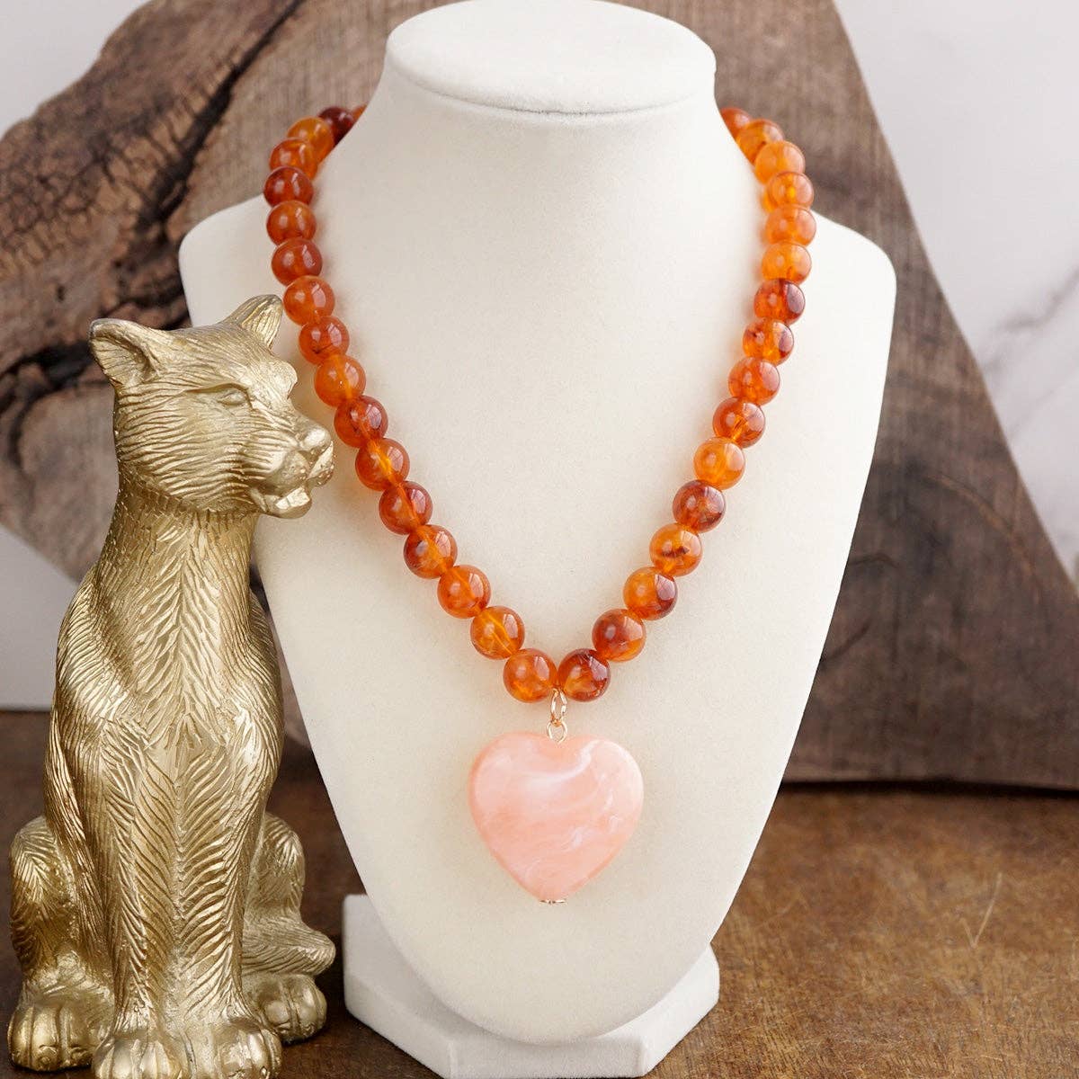 Heart Beaded Necklace-Necklaces-PennyLine inc-Stuffology - Where Vintage Meets Modern, A Boutique for Real Women in Crosbyton, TX