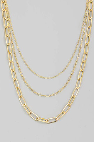 Triple Oval Chain Link Necklace-Necklaces-The Looks by Fame Accessories-Stuffology - Where Vintage Meets Modern, A Boutique for Real Women in Crosbyton, TX