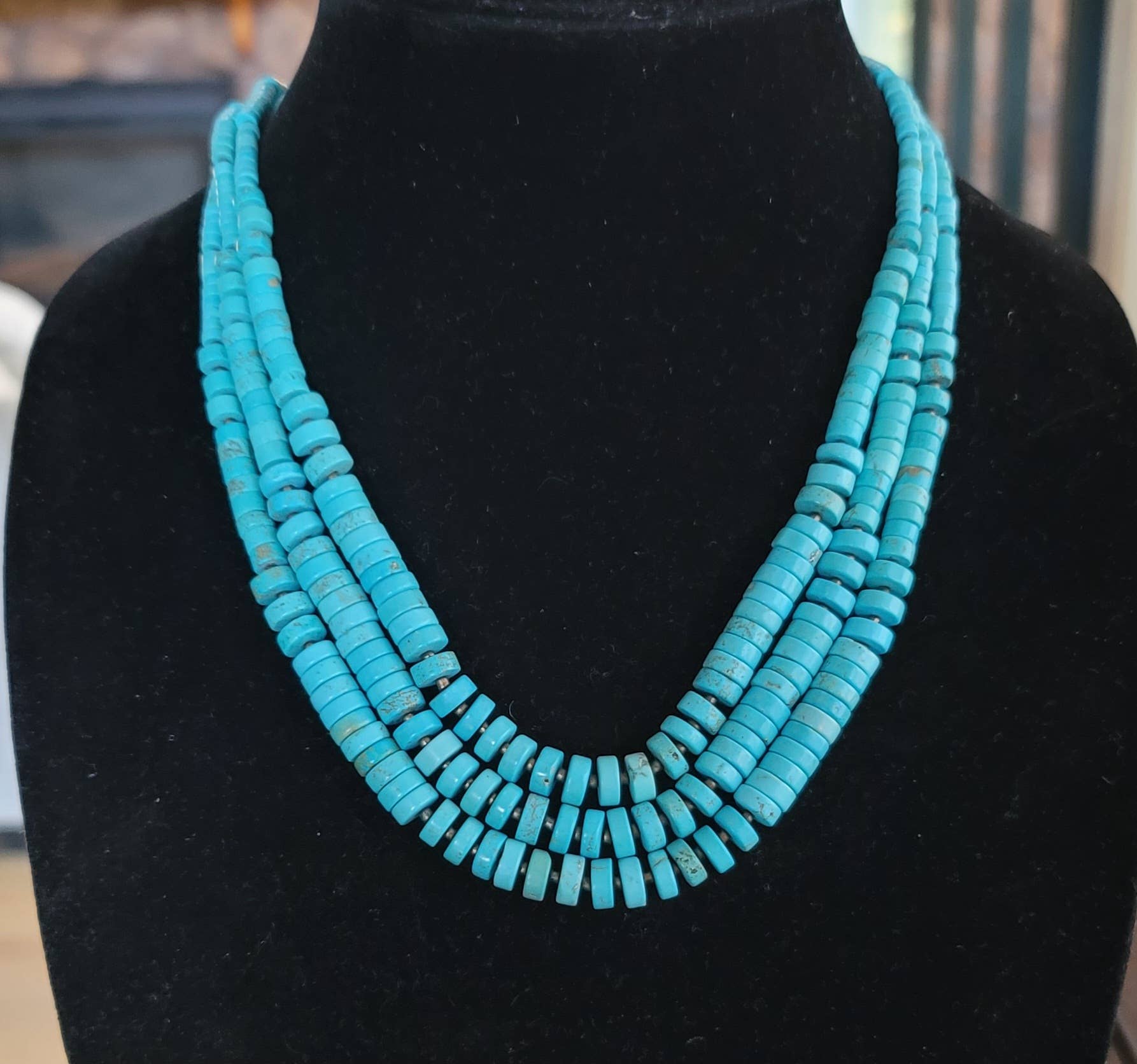 Turquoise Heishi graduated necklace with Seashell Heishi-Horse Spirit Studio-Stuffology - Where Vintage Meets Modern, A Boutique for Real Women in Crosbyton, TX
