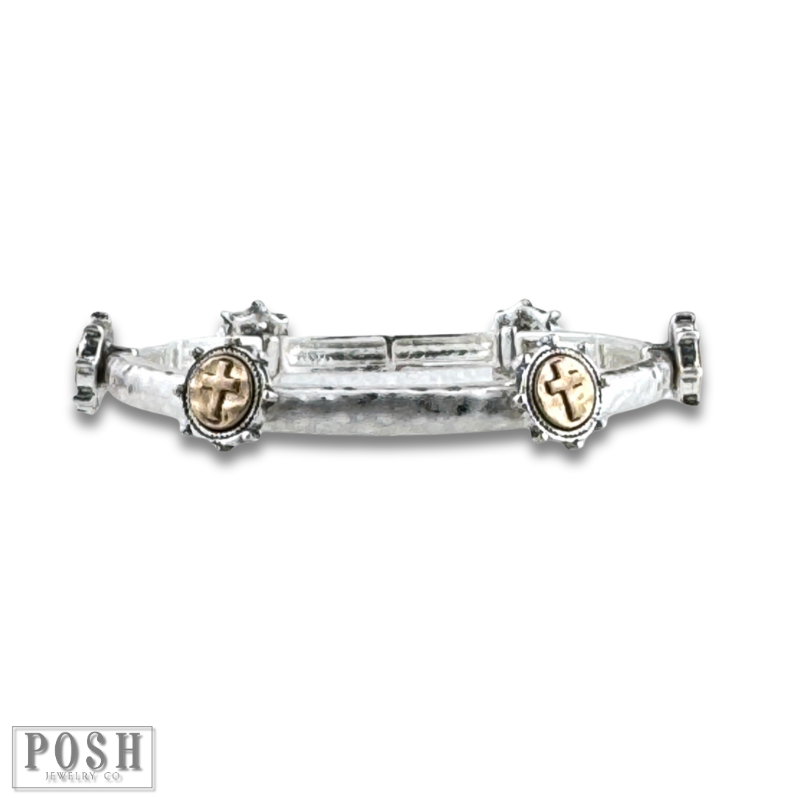 Antique look cross cuff bracelet-Bracelets-Pink Panache Brands-Stuffology - Where Vintage Meets Modern, A Boutique for Real Women in Crosbyton, TX