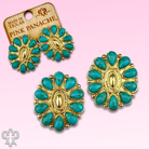 Turquoise and 18k gold dipped concho earring-Earrings-Pink Panache Brands-Stuffology - Where Vintage Meets Modern, A Boutique for Real Women in Crosbyton, TX