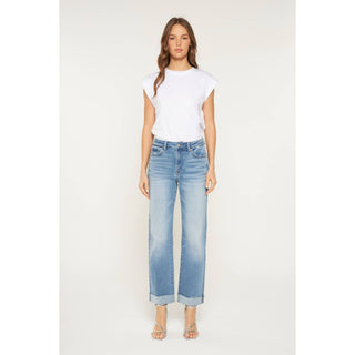Mica High Rise Straight Leg Cuffed Jeans-Jeans-Mica Denim-Stuffology - Where Vintage Meets Modern, A Boutique for Real Women in Crosbyton, TX