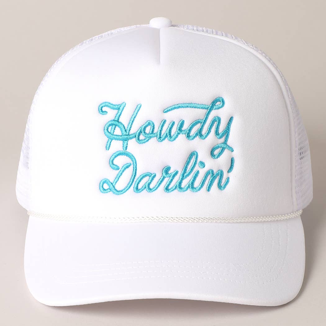 Howdy Darlin' Embroidered Mesh Back Trucker Cap | Stuffology Boutique-Hats-Fashion City-Stuffology - Where Vintage Meets Modern, A Boutique for Real Women in Crosbyton, TX