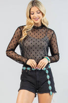 BLACK POLKA DOT SHEER MESH TOP-MESH TOP-Avery-Stuffology - Where Vintage Meets Modern, A Boutique for Real Women in Crosbyton, TX