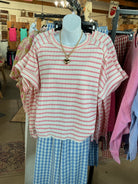 Stripe Jacquard Round-Neck Box Tee-Tops-Zenana-Stuffology - Where Vintage Meets Modern, A Boutique for Real Women in Crosbyton, TX