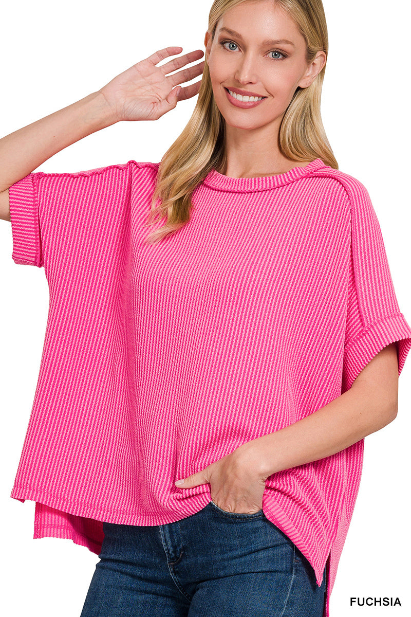 Comfy Round Neck Rib Knit Top-Tops-Zenana-Stuffology - Where Vintage Meets Modern, A Boutique for Real Women in Crosbyton, TX