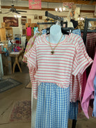 Stripe Jacquard Round-Neck Box Tee-Tops-Zenana-Stuffology - Where Vintage Meets Modern, A Boutique for Real Women in Crosbyton, TX
