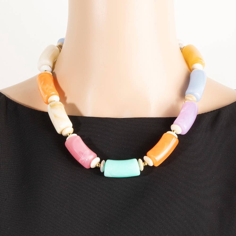 Modern Edge Marble Necklace-Necklaces-The Looks by Fame Accessories-Stuffology - Where Vintage Meets Modern, A Boutique for Real Women in Crosbyton, TX