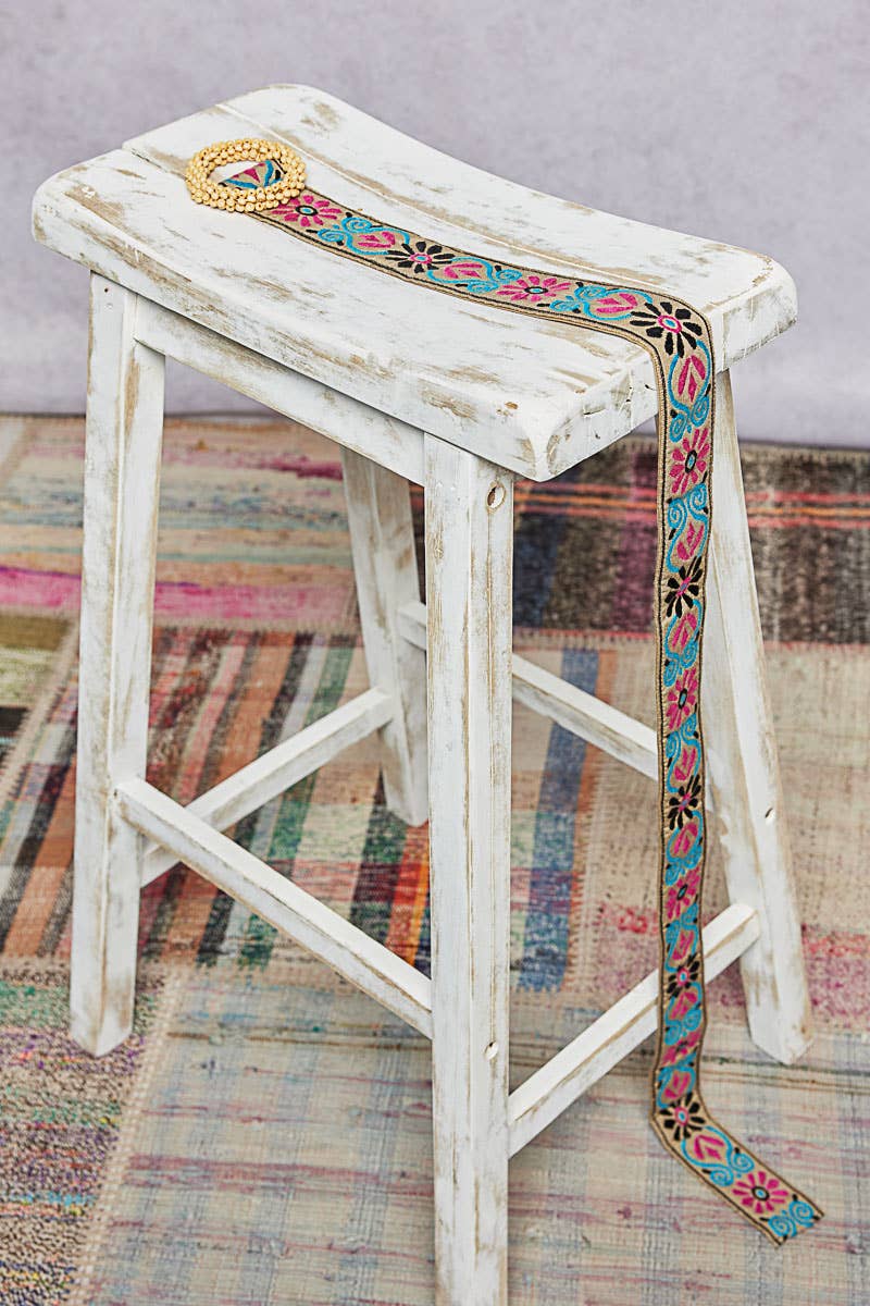 Beaded Round Buckle Floral Taupe Belt-BELT-Pol Clothing-Stuffology - Where Vintage Meets Modern, A Boutique for Real Women in Crosbyton, TX