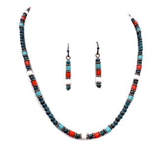 Navajo Bead Turquoise Orange Stone Necklace Set-Necklaces-Lunar Deer-Stuffology - Where Vintage Meets Modern, A Boutique for Real Women in Crosbyton, TX