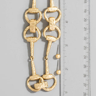 Hammered Equestrian Bit Link Necklace Set-Necklaces-The Looks by Fame Accessories-Stuffology - Where Vintage Meets Modern, A Boutique for Real Women in Crosbyton, TX